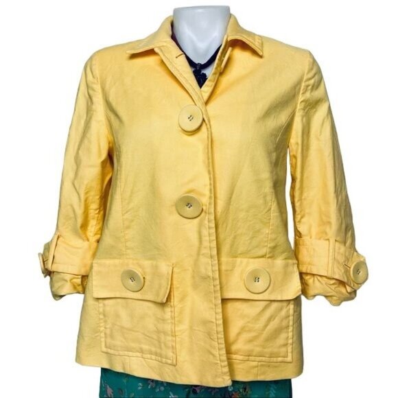 ColdWater Creek Yellow Blazer Large Button Down Coat Jacket Blazer Size 10 M - Picture 5 of 9
